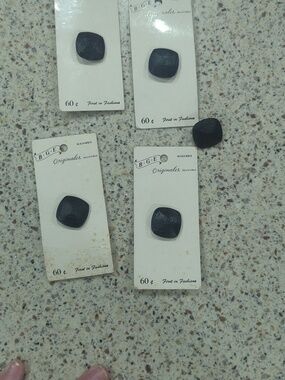 Black Square Sweater Buttons  BGE ORIGINALS Made In Holland Set Of 5 Textured
